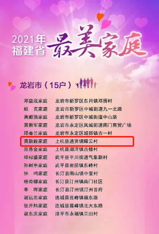 热烈祝贺我司董事长黄新毅家庭荣获2021年福建省最美家庭荣誉！(图2)